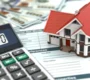 Mortgage calculator for a new roof. House, money and document.
